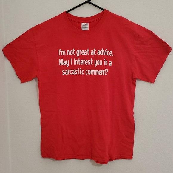 ' I'm not great at advice...' humor sarcasm short sleeve red graphic tee Lrg - Picture 1 of 6